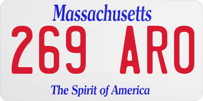 MA license plate 269AR0