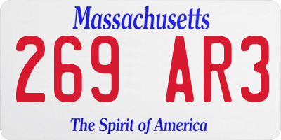 MA license plate 269AR3