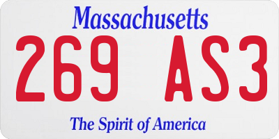 MA license plate 269AS3