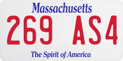 MA license plate 269AS4
