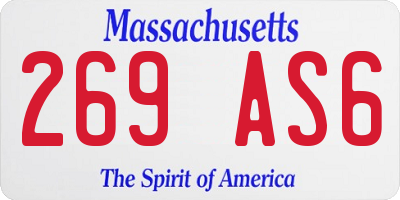 MA license plate 269AS6