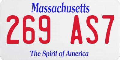MA license plate 269AS7