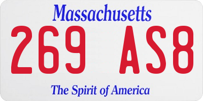 MA license plate 269AS8