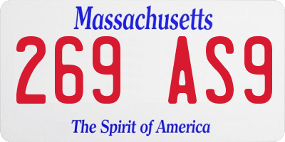 MA license plate 269AS9