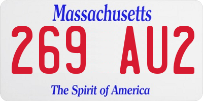 MA license plate 269AU2