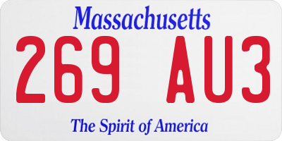 MA license plate 269AU3