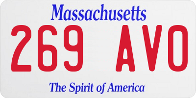 MA license plate 269AV0