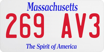 MA license plate 269AV3