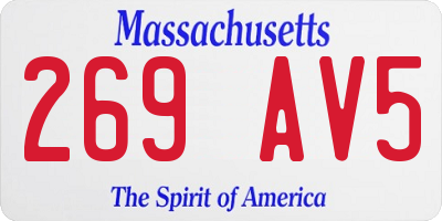MA license plate 269AV5
