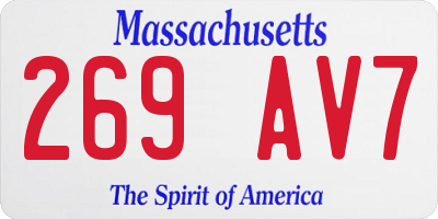MA license plate 269AV7