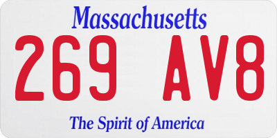 MA license plate 269AV8