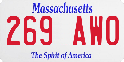 MA license plate 269AW0