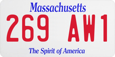 MA license plate 269AW1