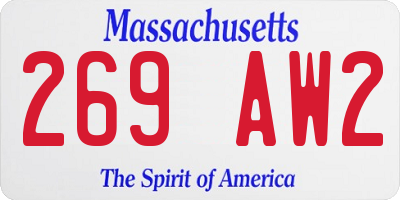 MA license plate 269AW2