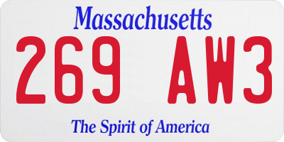 MA license plate 269AW3