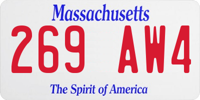 MA license plate 269AW4