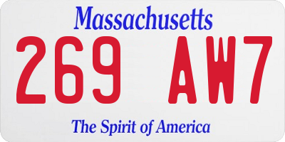 MA license plate 269AW7