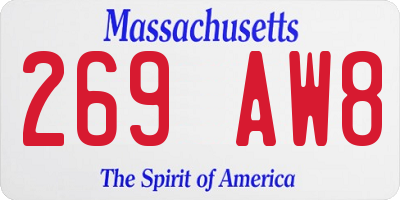 MA license plate 269AW8