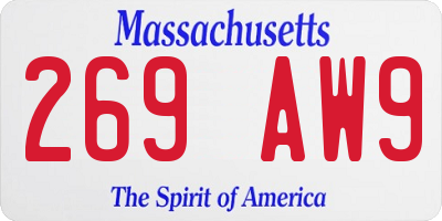 MA license plate 269AW9