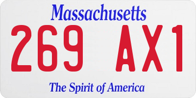 MA license plate 269AX1
