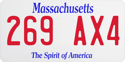 MA license plate 269AX4