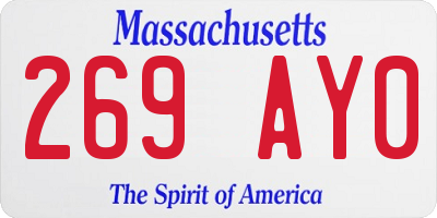 MA license plate 269AY0