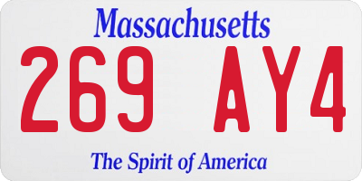 MA license plate 269AY4