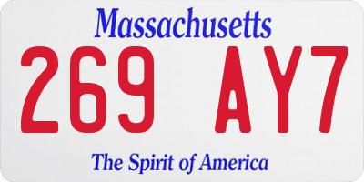 MA license plate 269AY7