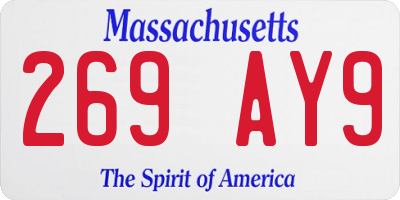 MA license plate 269AY9