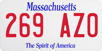 MA license plate 269AZ0