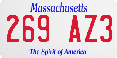 MA license plate 269AZ3