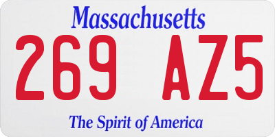 MA license plate 269AZ5