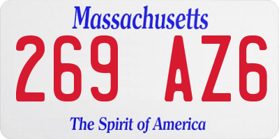 MA license plate 269AZ6