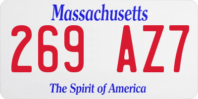 MA license plate 269AZ7