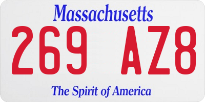 MA license plate 269AZ8