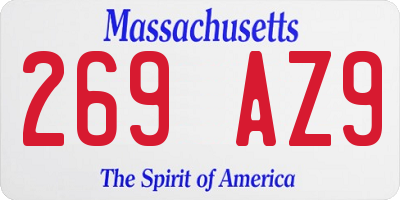 MA license plate 269AZ9