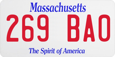MA license plate 269BA0