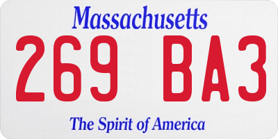 MA license plate 269BA3