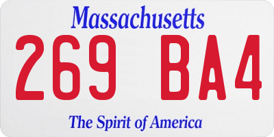 MA license plate 269BA4