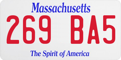 MA license plate 269BA5