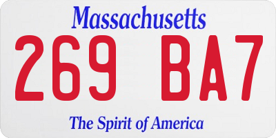 MA license plate 269BA7