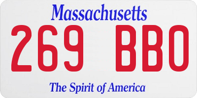 MA license plate 269BB0