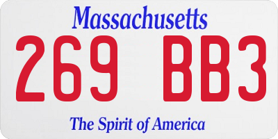 MA license plate 269BB3