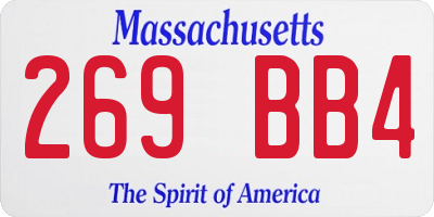 MA license plate 269BB4