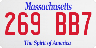 MA license plate 269BB7