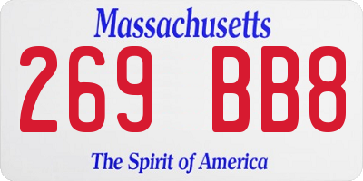MA license plate 269BB8