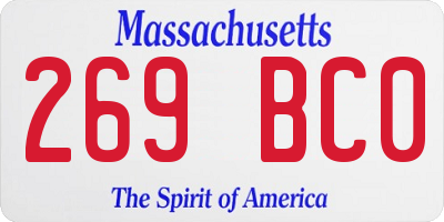 MA license plate 269BC0
