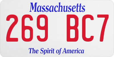MA license plate 269BC7