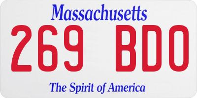MA license plate 269BD0