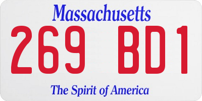 MA license plate 269BD1